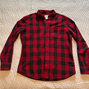 L.L. Bean Red and Black Casual Button Down Shirt